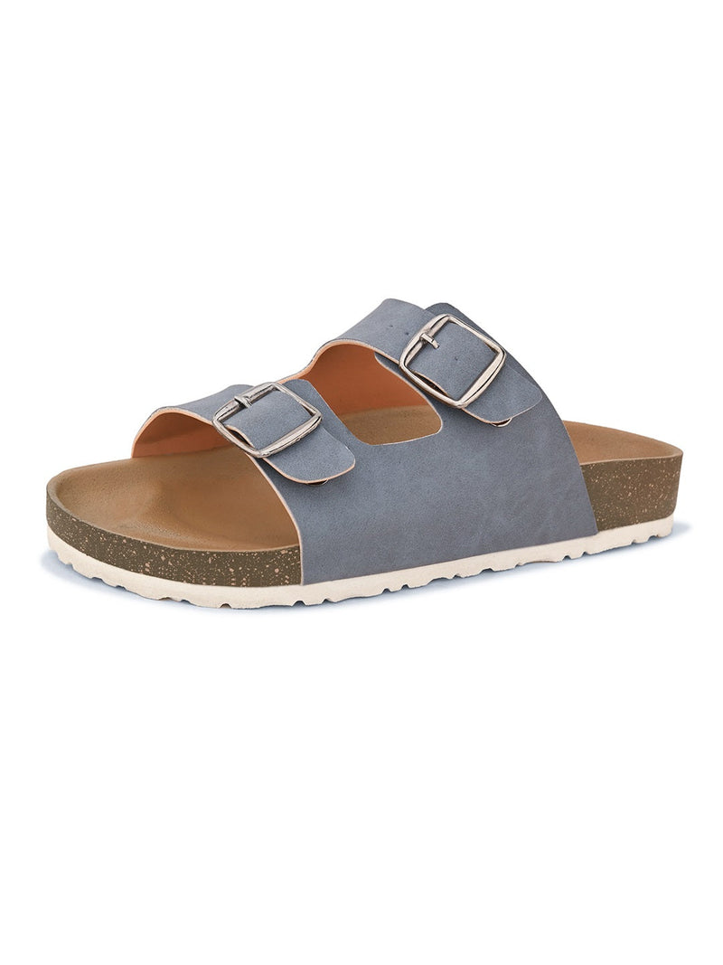 Women Open Toe Flats with Buckles-4