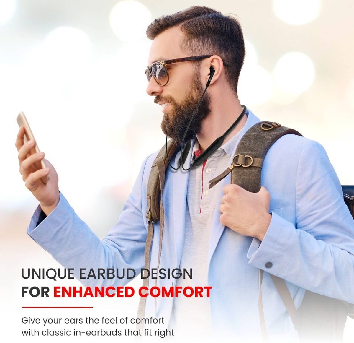 Portronics Harmonics Z5 Wireless Neckband, 33Hrs Playtime, Double EQ Mode, Fast charging Bluetooth Headset
