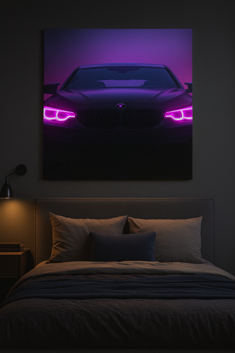 BMW Headlight Neon Sign Led Poster – 6mm LED Flex Glow Neonsignsindia