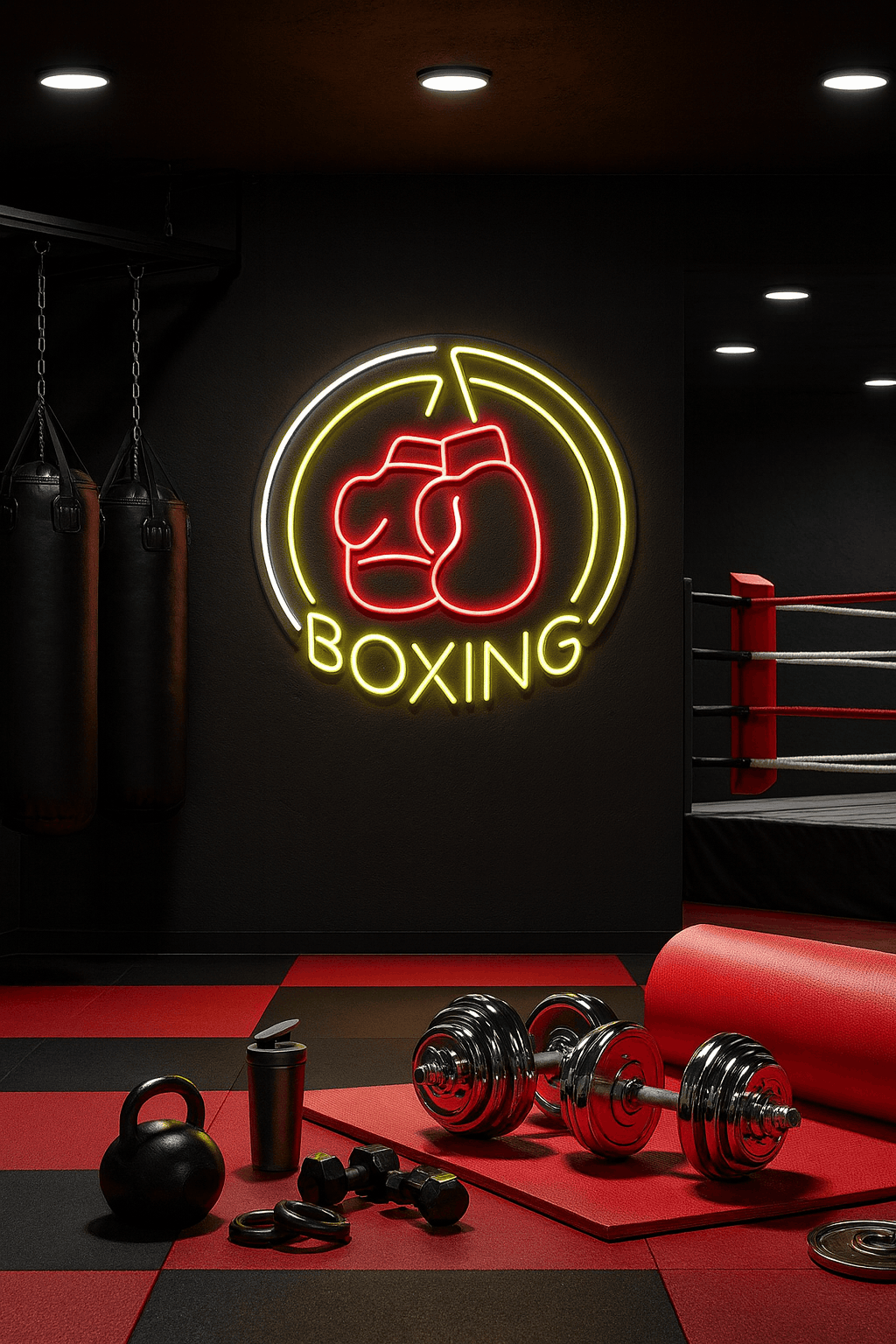BOXING GLOVES Neon Sign – LED Wall Light for Gym, Fitness Studio & Home Workout Decor Neonsignsindia
