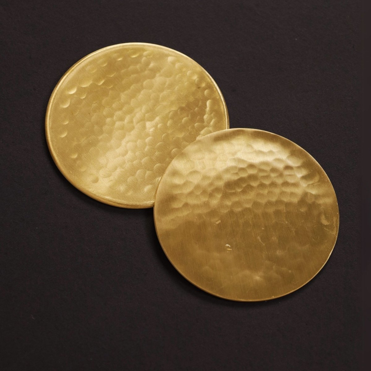 Coasters made with Pure Brass in a Matt Hammered Finish | Set of 4 and 6