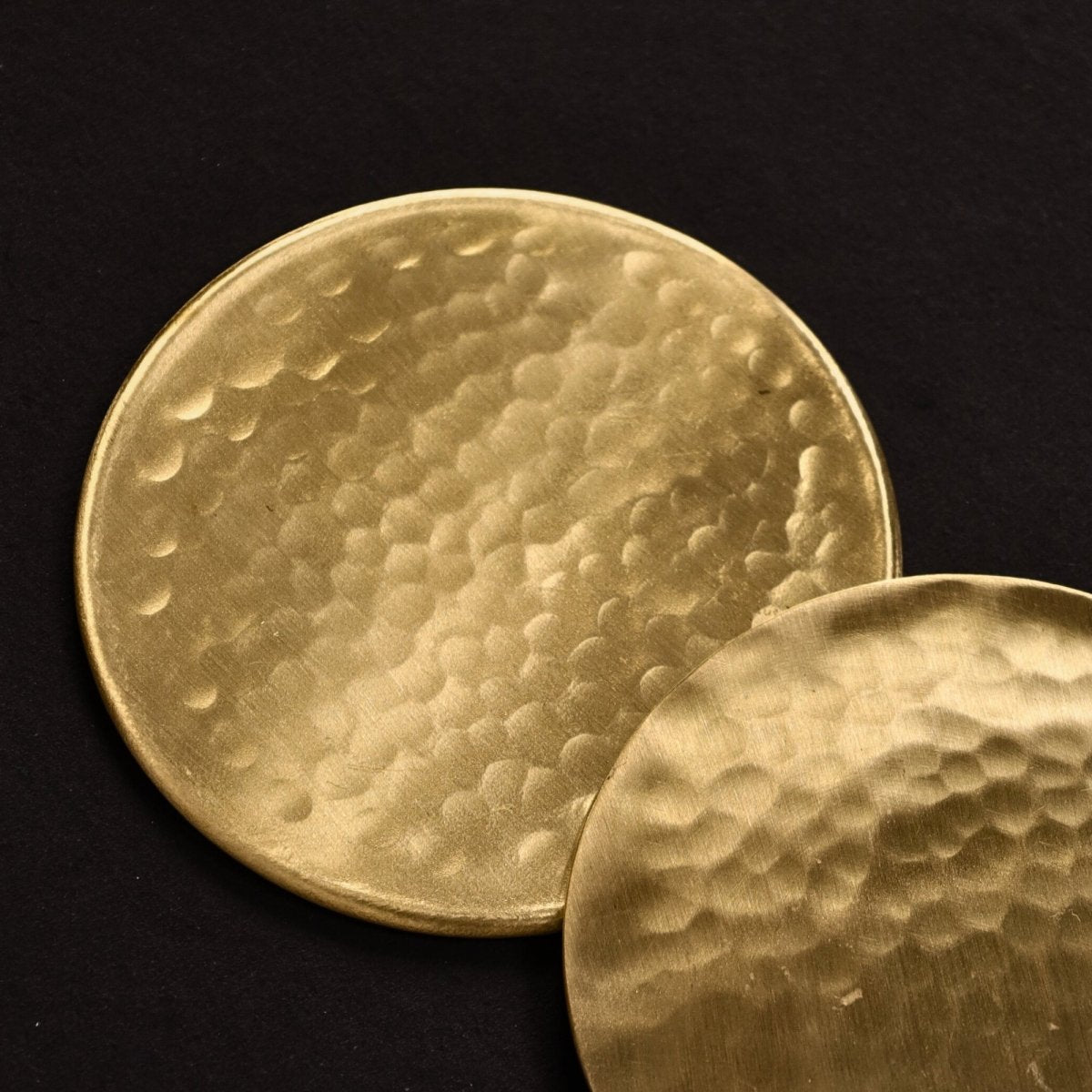 Coasters made with Pure Brass in a Matt Hammered Finish | Set of 4 and 6
