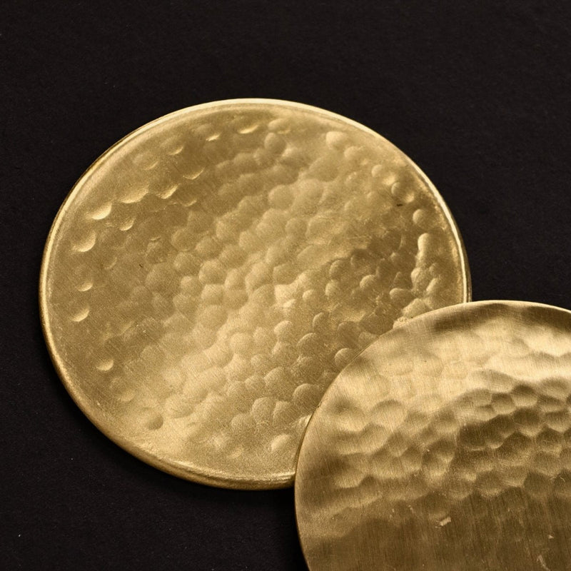 Coasters made with Pure Brass in a Matt Hammered Finish | Set of 4 and 6