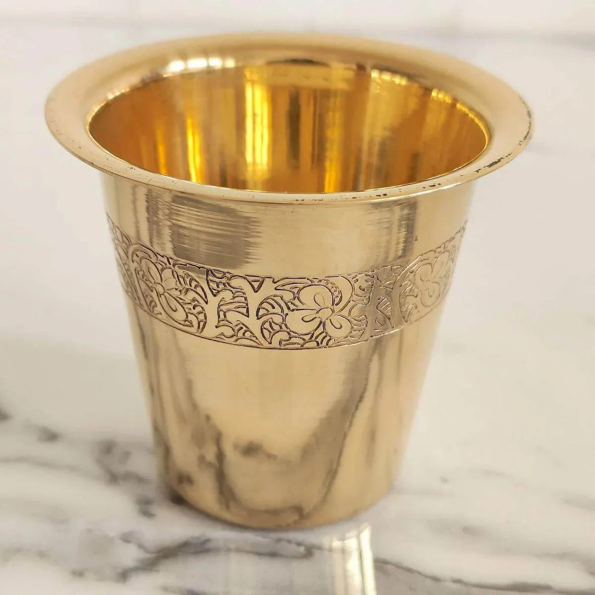 Brass Etched Tea Glass-1-Zishta Table and Dining