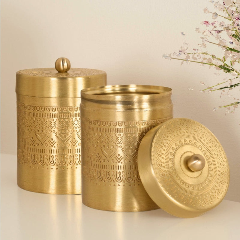 Brass Jar with Lid for Tea or Sugar and Spice in Kitchen Use | Pure Brass