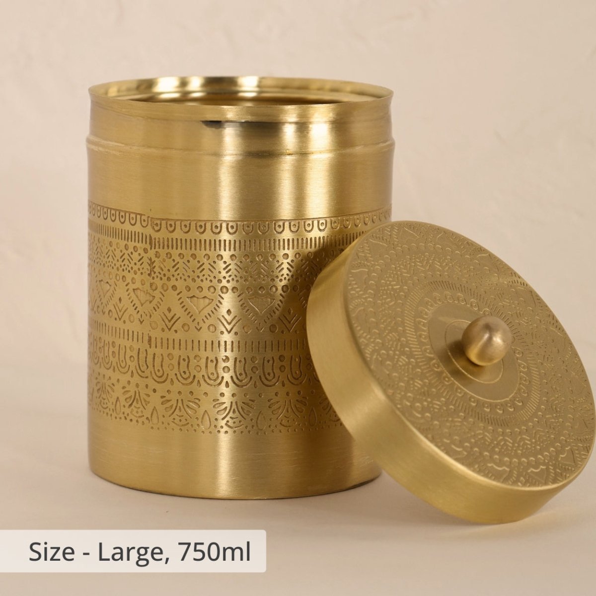 Brass Jar with Lid for Tea or Sugar and Spice in Kitchen Use | Pure Brass
