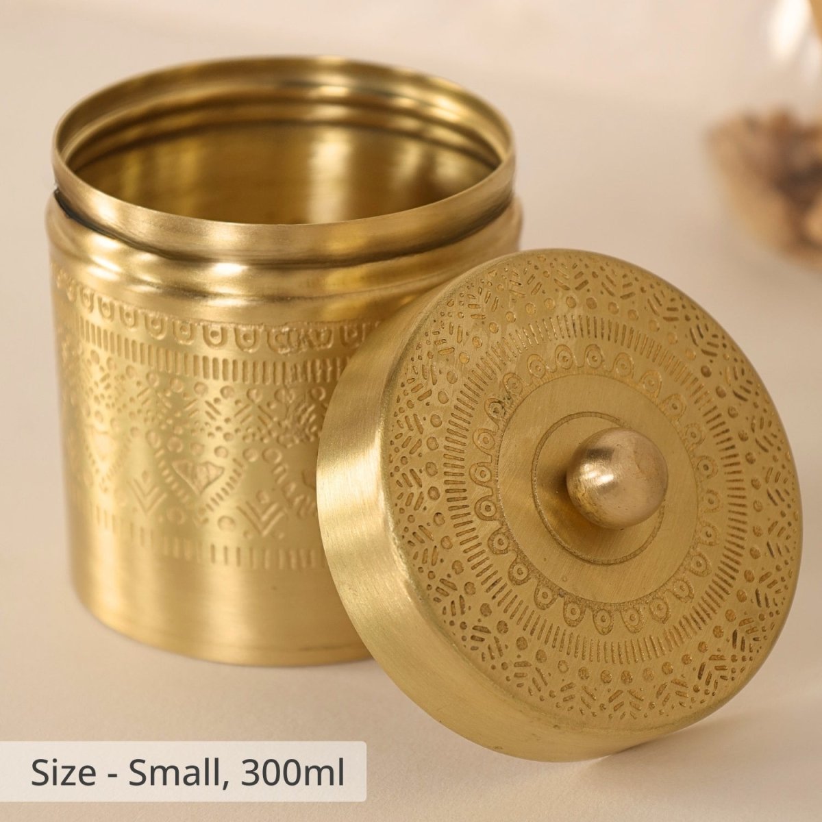 Brass Jar with Lid for Tea or Sugar and Spice in Kitchen Use | Pure Brass