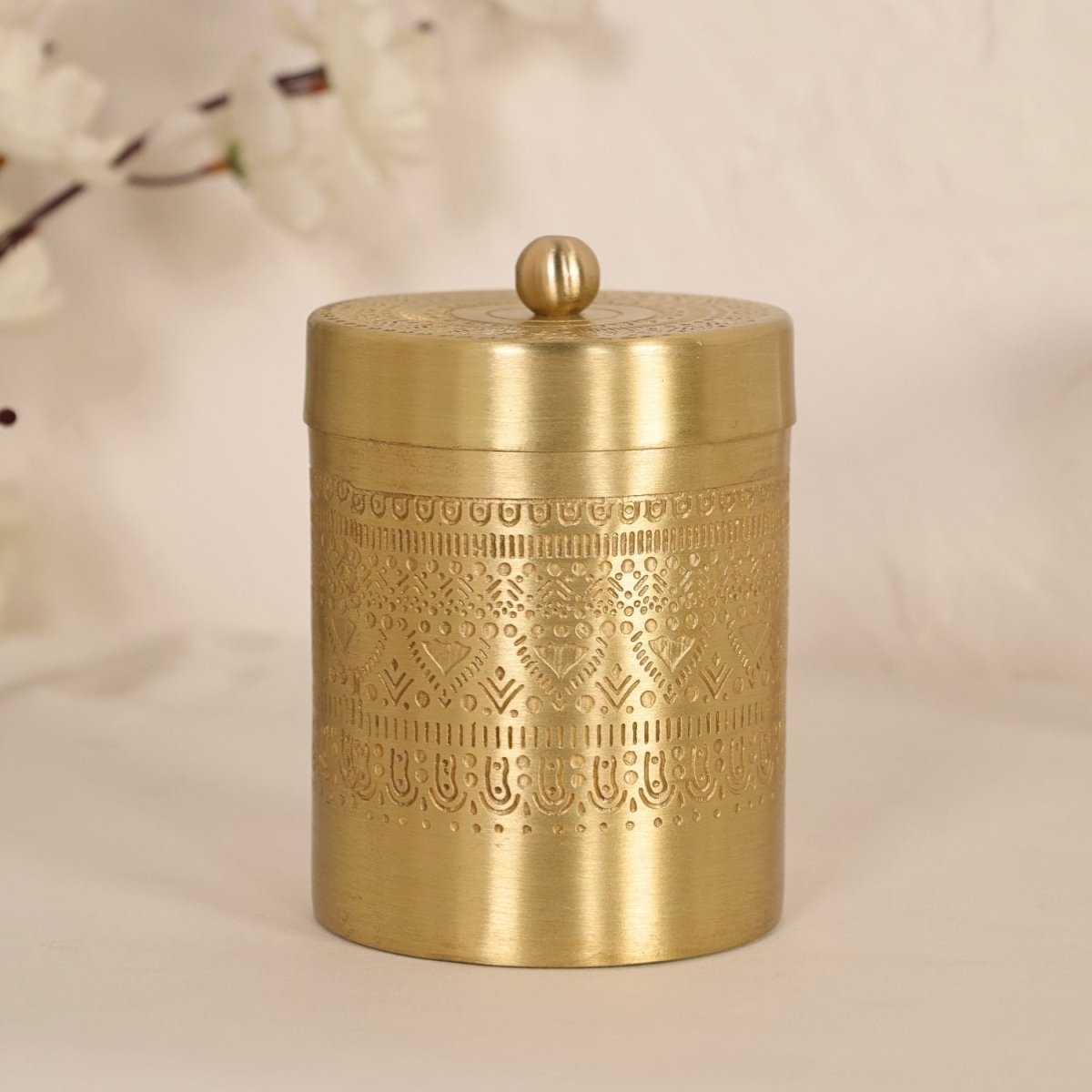 Brass Jar with Lid for Tea or Sugar and Spice in Kitchen Use | Pure Brass