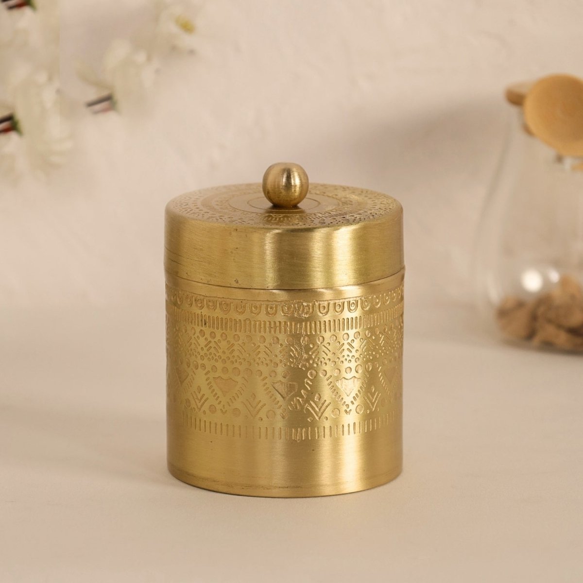Brass Jar with Lid for Tea or Sugar and Spice in Kitchen Use | Pure Brass