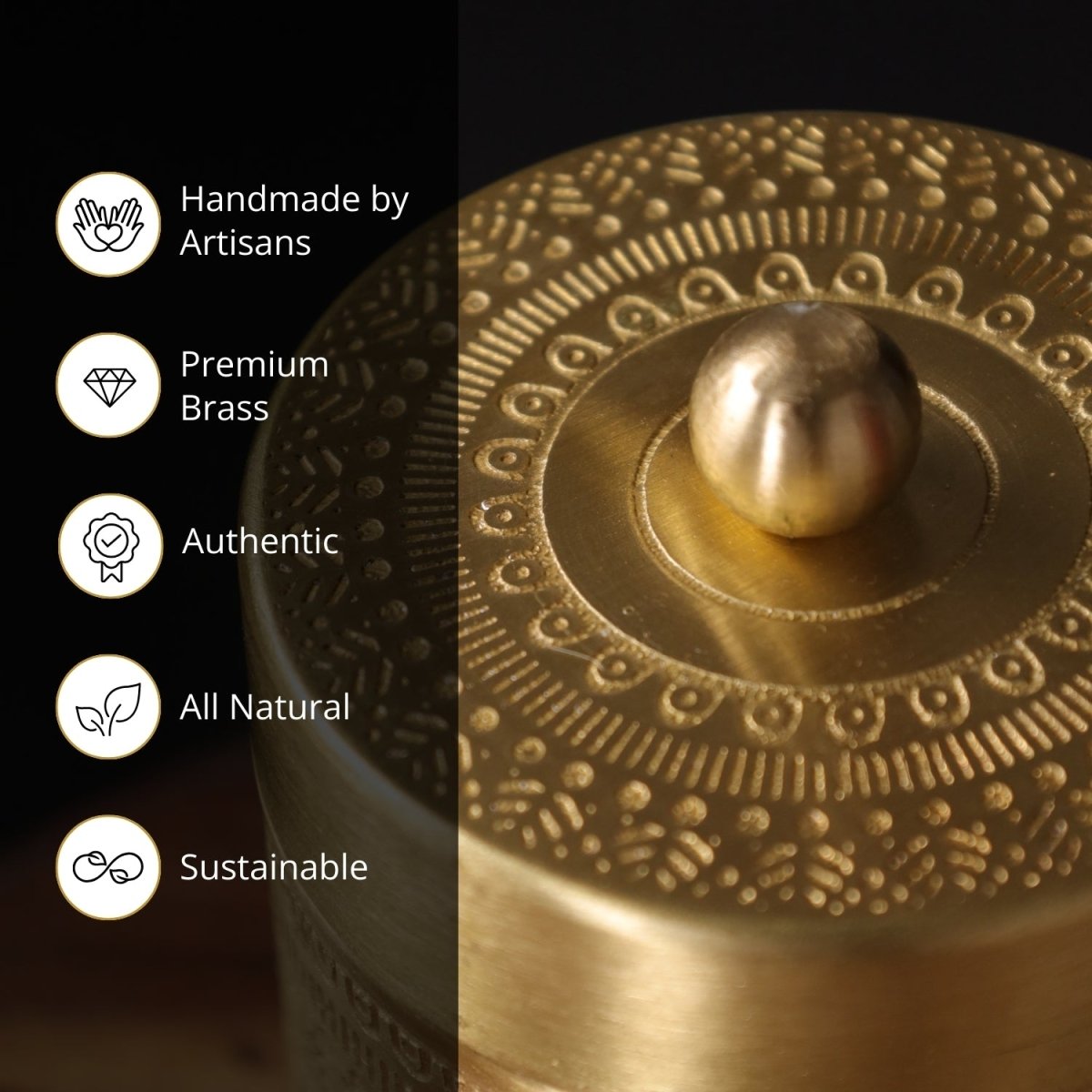 Brass Jar with Lid for Tea or Sugar and Spice in Kitchen Use | Pure Brass
