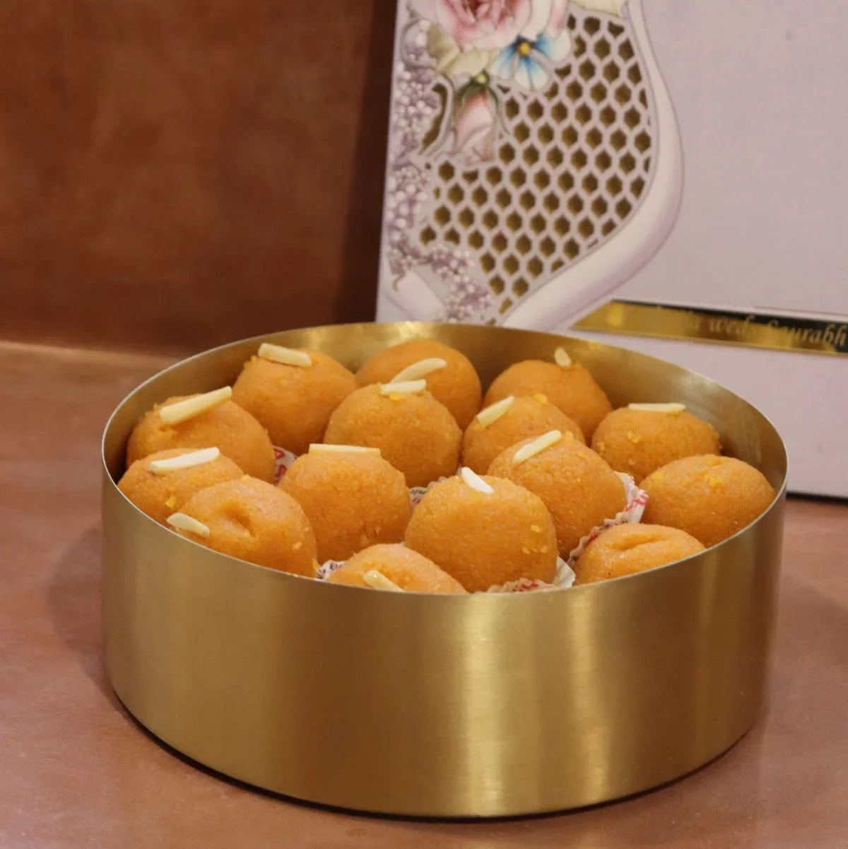 Brass Roti Chapati Box Mandala Art design with Tong-4