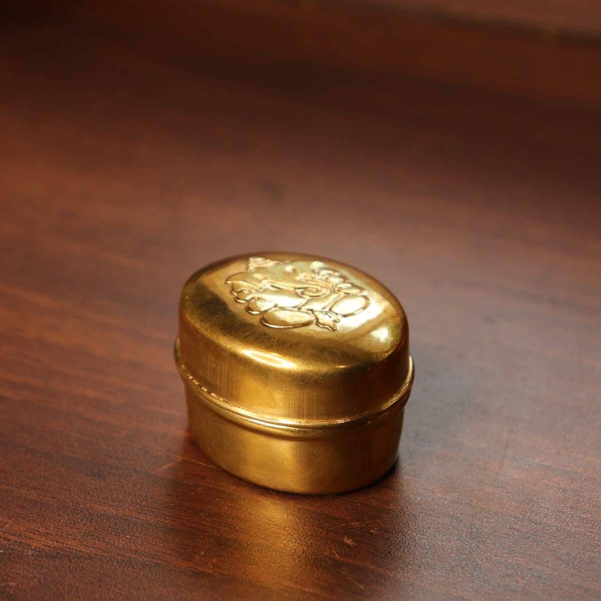 Brass Sindoor Dibbi Oval Set Of 4 | Haldi kumkum box for gifting-3
