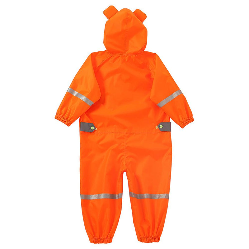 Bright Orange Roaring Tiger Theme All Over Jumpsuit / Playsuit Raincoat for Kids