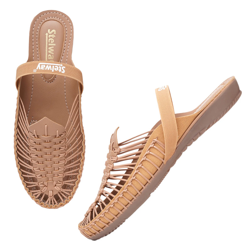 Beige Handcrafted Flat Sandal Clogs-9