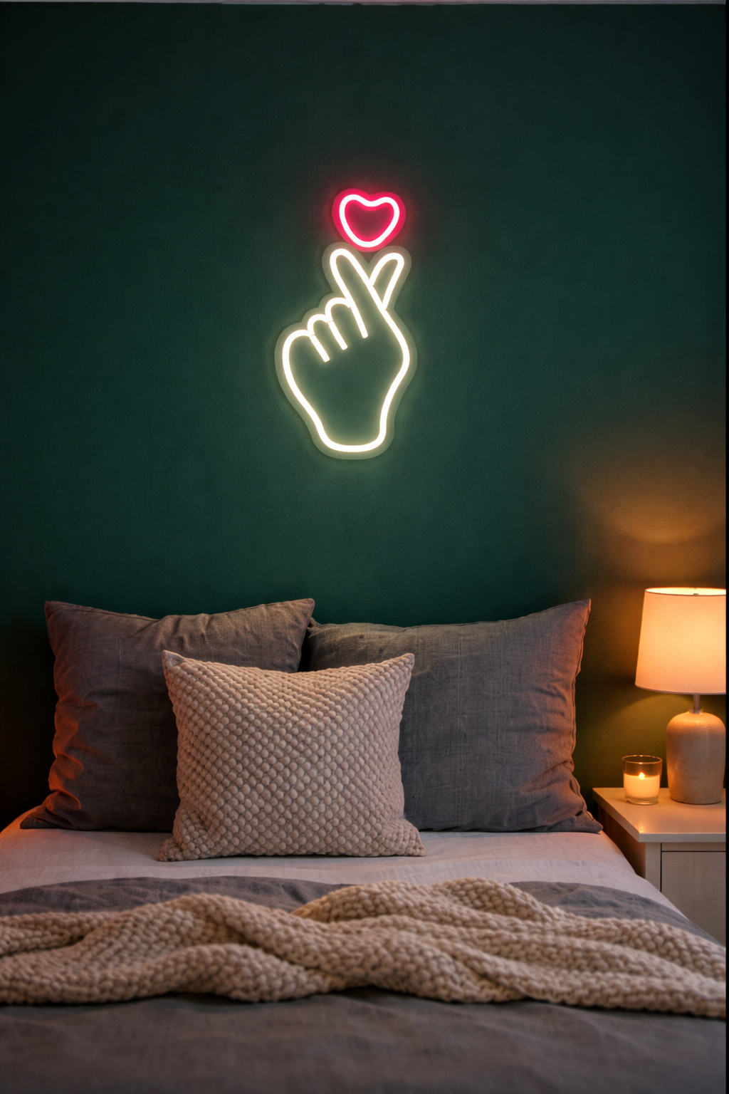 BTS Hand K-Pop Heart Hand neon light (6x12 inches) Neonsignsindia