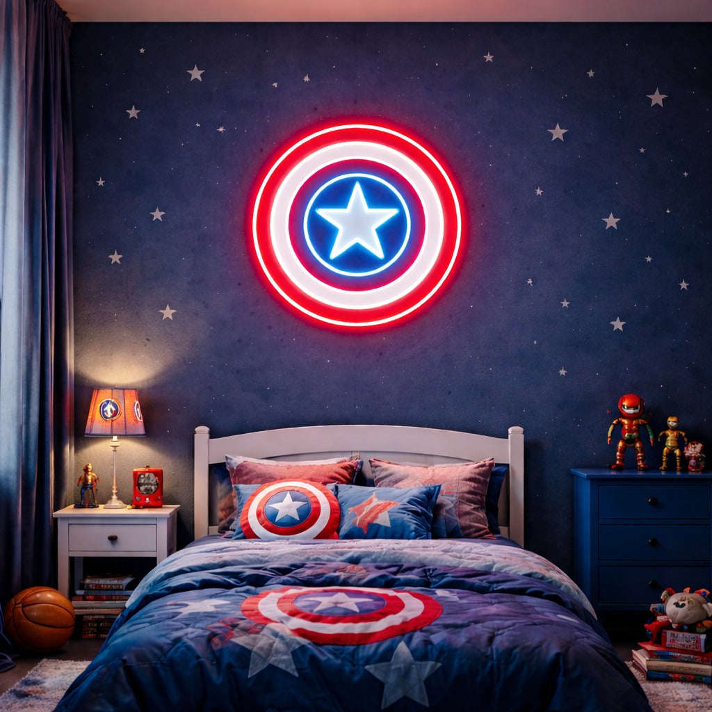Captain Shield Neon Wall Light Game room Neonsignsindia
