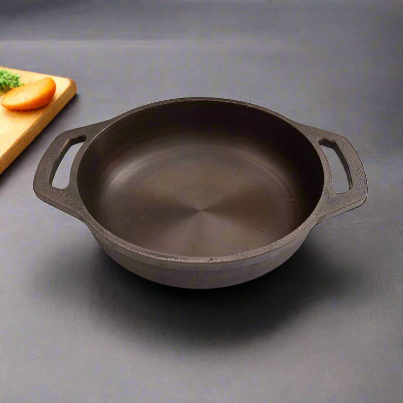 Cast iron flat bottom smooth finish preseasoned cooking pan-Zishta Traditional Cookware