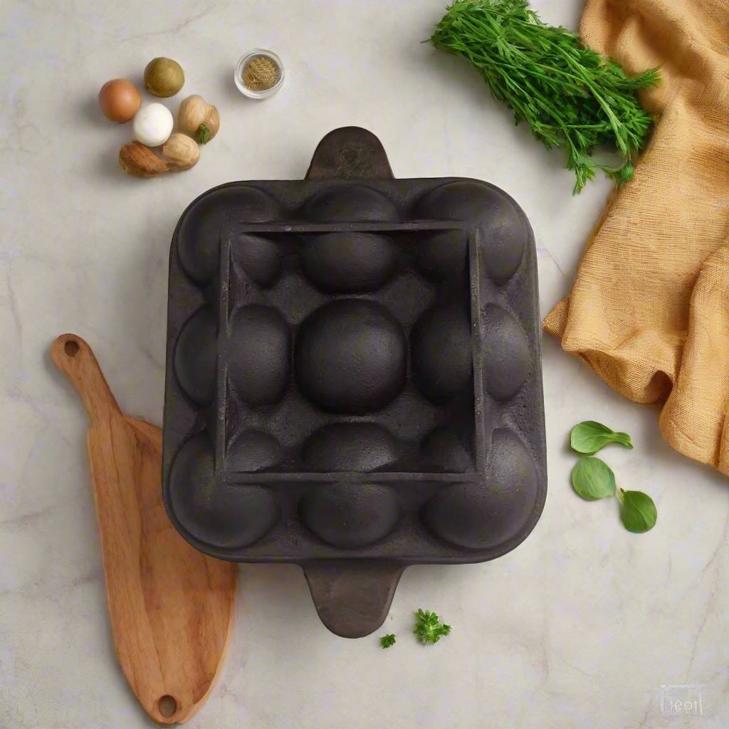 Cast Iron Square Paniyaram Pan – 9 Pits | Paniyarakal for Paddu | Induction Friendly-3