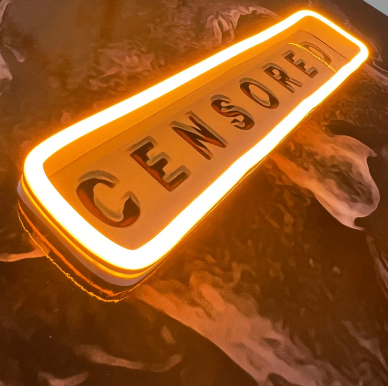 "Censored" Greek God Statue Print with Orange Neon Neonsignsindia
