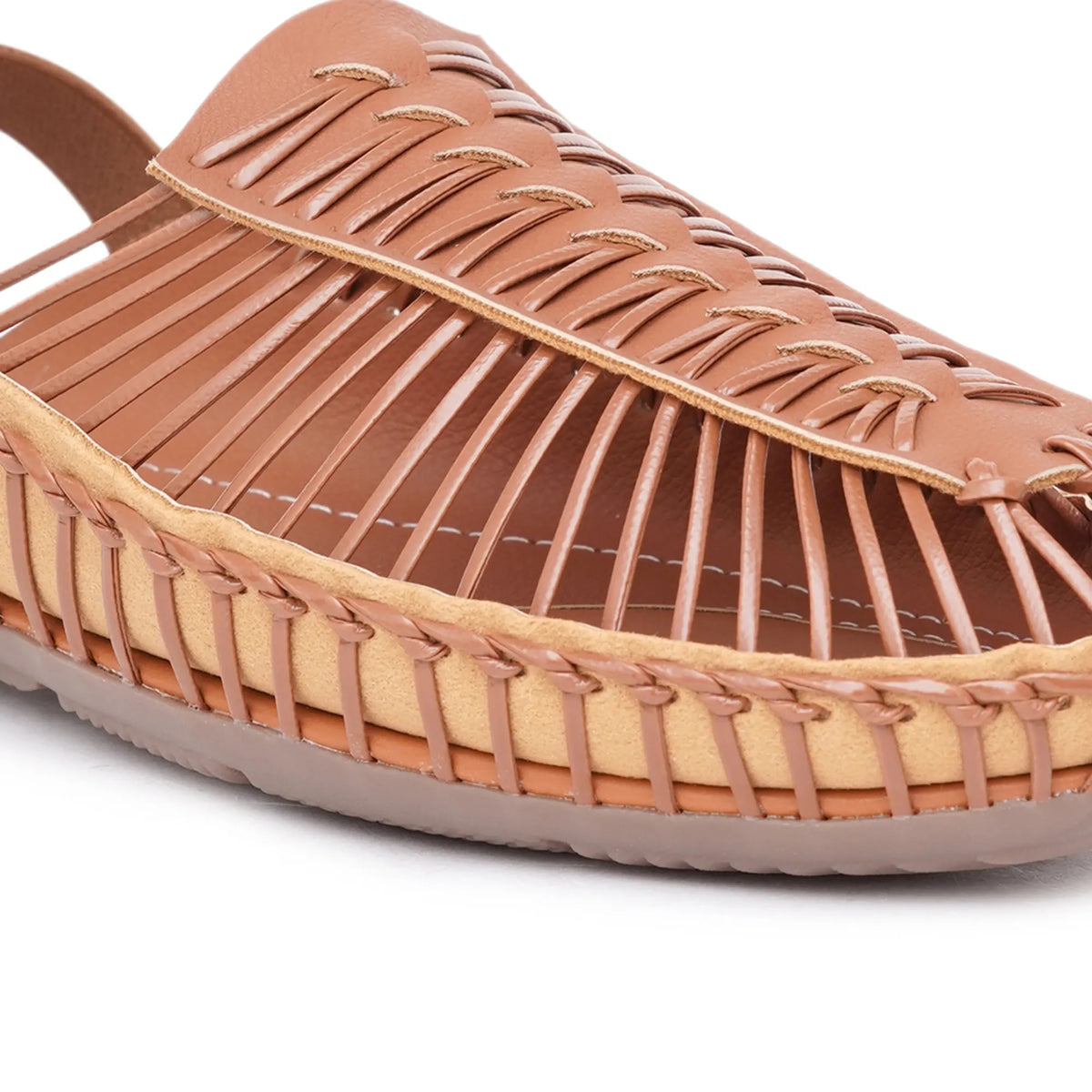 Tan Handcrafted Flat Sandal Clogs-7