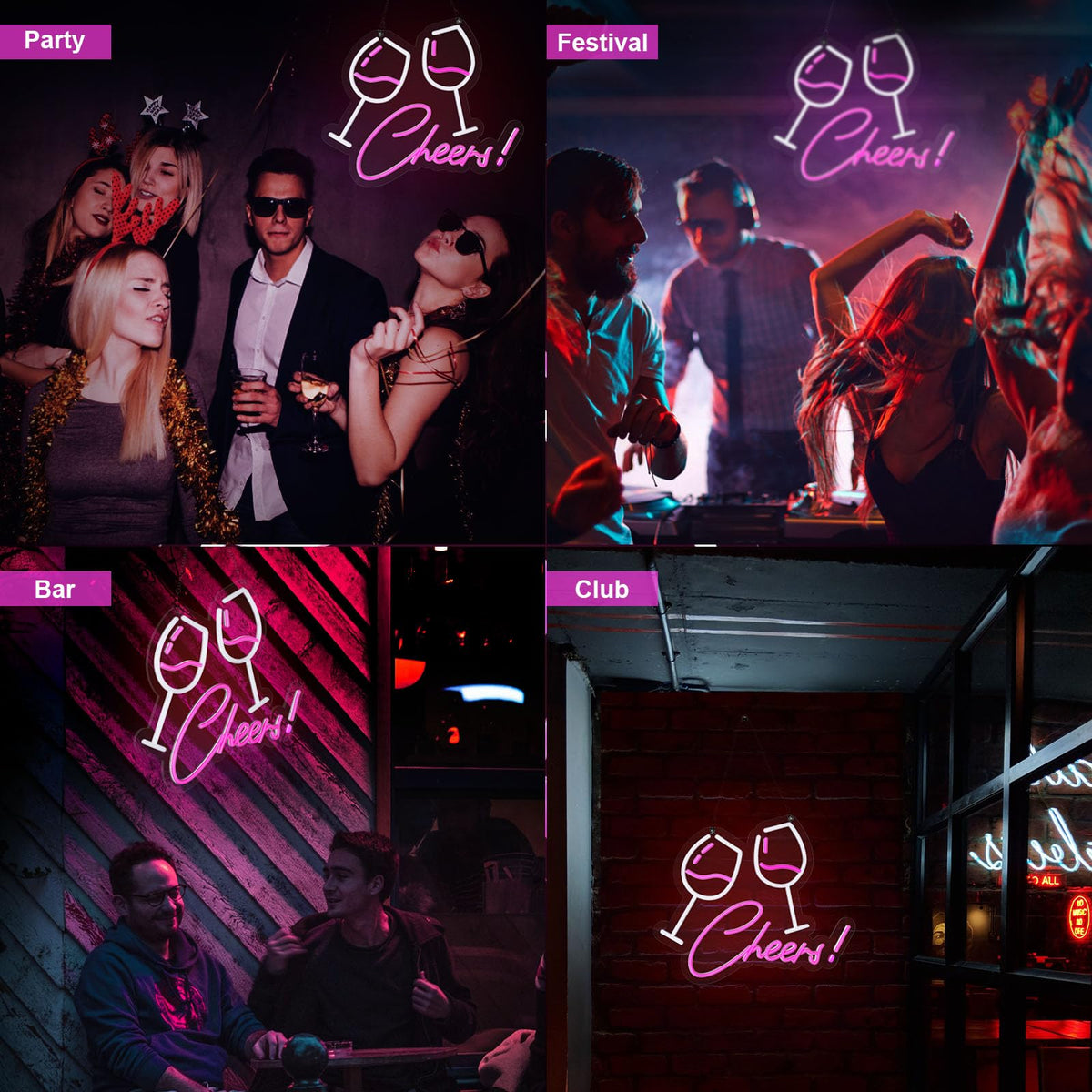 Cheers Bar Decor Neon Signs (15x14 inches) Neonsignsindia
