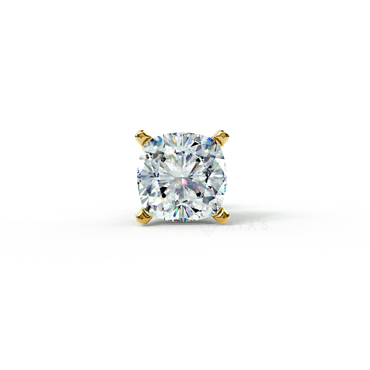 Claw Set Cushion Solitaire CZ Stud Earring (Single Stud) | 925 Sterling Silver, AAAA Grade Cubic Zirconia, Rhodium Plating & Glossy Finish