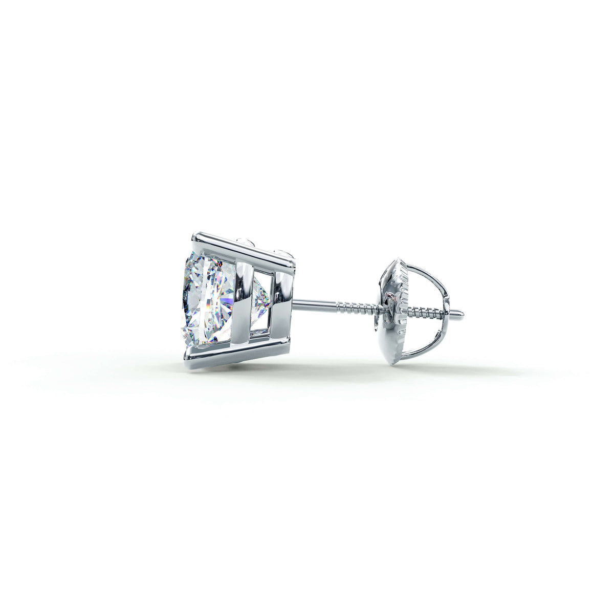 Claw Set Cushion Solitaire CZ Stud Earring (Single Stud) | 925 Sterling Silver, AAAA Grade Cubic Zirconia, Rhodium Plating & Glossy Finish