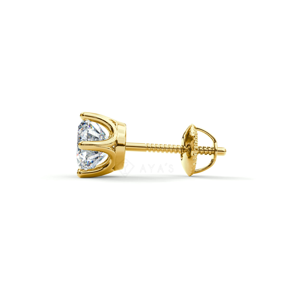 Claw Set Round Solitaire CZ Stud Earring (Single Stud) | 925 Sterling Silver, AAA Grade Cubic Zirconia, Rhodium Plating & Glossy Finish