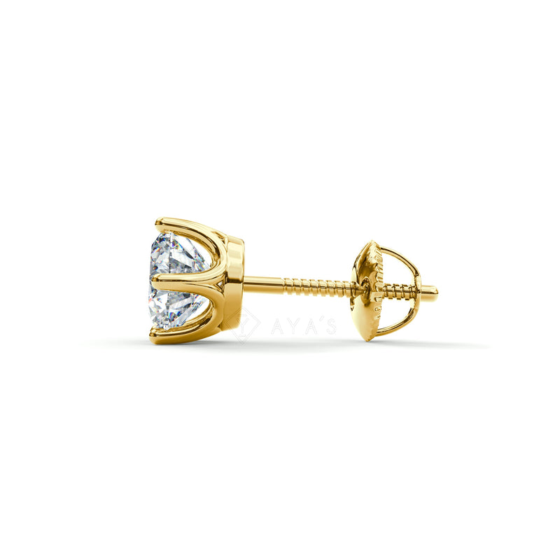 Claw Set Round Solitaire CZ Stud Earring (Single Stud) | 925 Sterling Silver, AAA Grade Cubic Zirconia, Rhodium Plating & Glossy Finish