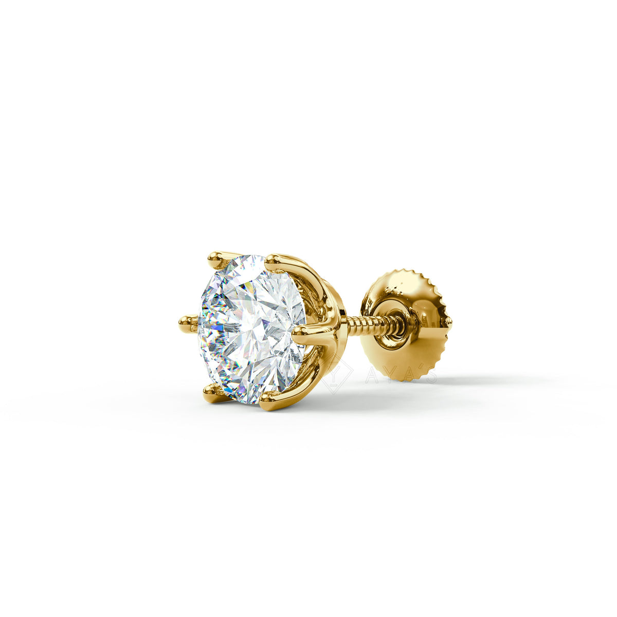 Claw Set Round Solitaire CZ Stud Earring (Single Stud) | 925 Sterling Silver, AAA Grade Cubic Zirconia, Rhodium Plating & Glossy Finish