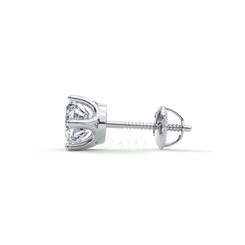 Claw Set Round Solitaire CZ Stud Earring (Single Stud) | 925 Sterling Silver, AAA Grade Cubic Zirconia, Rhodium Plating & Glossy Finish