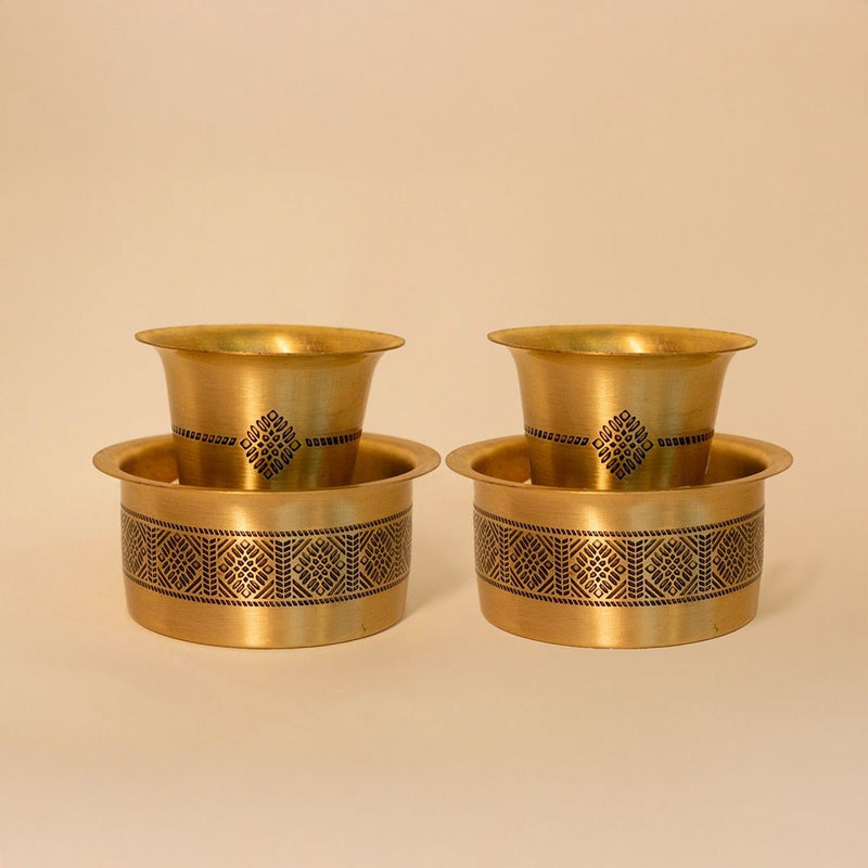 Coffee Dabara Set made with Pure Brass in a Kanjeevaram design theme