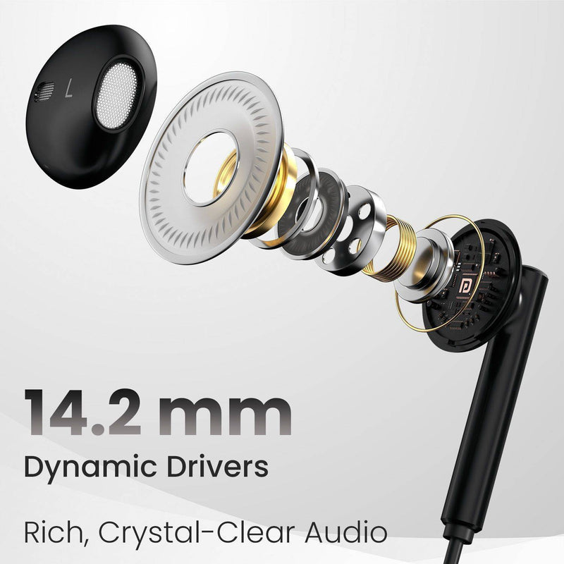 Portronics Conch Theta C Type C Wired Earphone With HD Quality In-Line Mic,14.2mm Driver Wired Headset