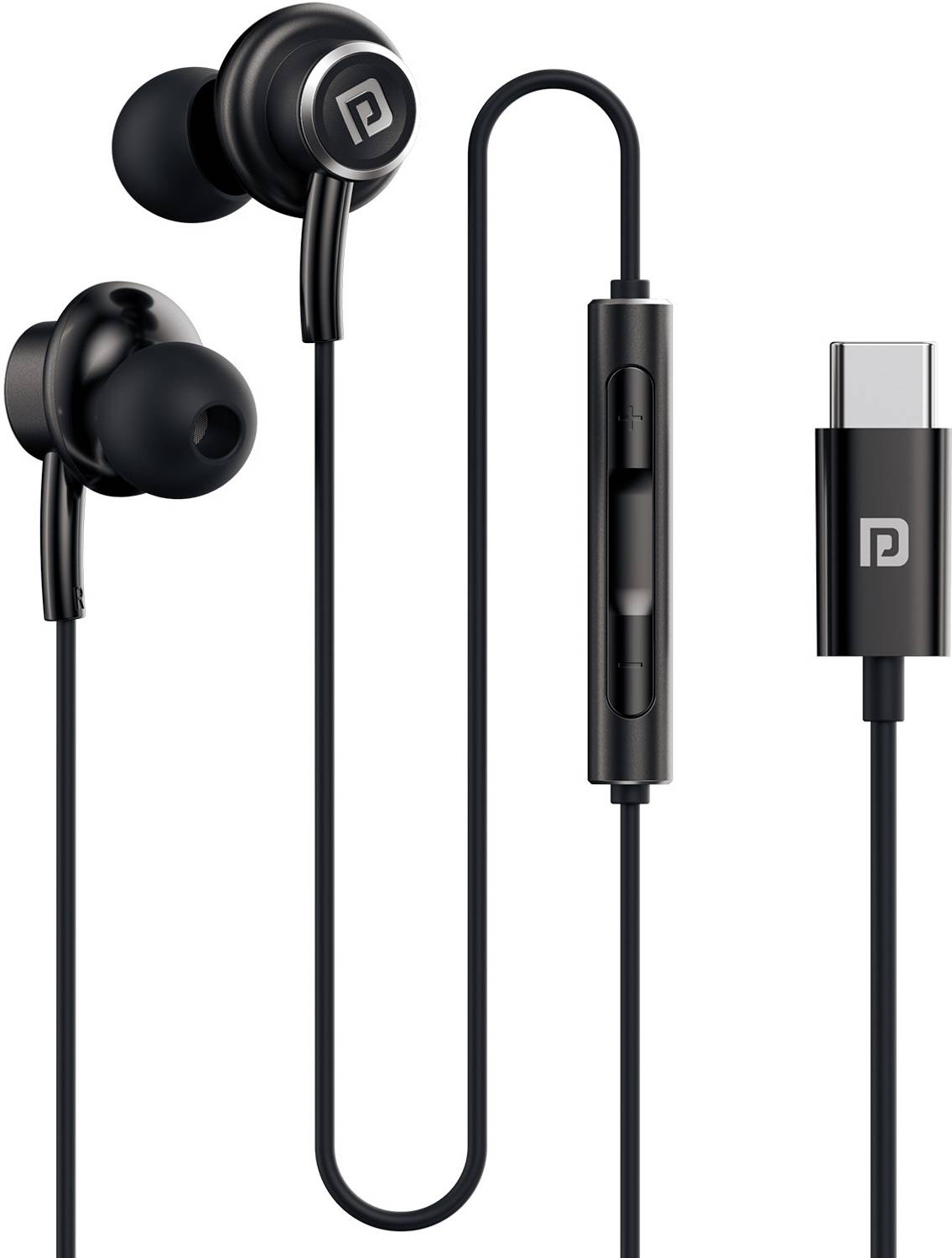Portronics Conch Sigma C in Ear Type C Wired Earphones,in Line HD Mic,14.2mm Driver Wired Headset (Black, In the Ear)