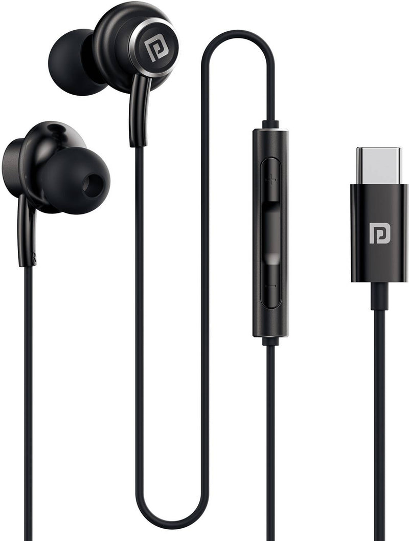 Portronics Conch Sigma C in Ear Type C Wired Earphones,in Line HD Mic,14.2mm Driver Wired Headset (Black, In the Ear)