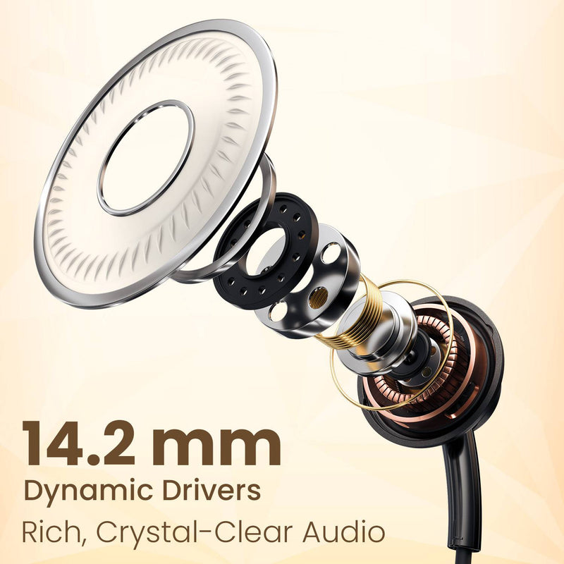 Portronics Conch Sigma C in Ear Type C Wired Earphones,in Line HD Mic,14.2mm Driver Wired Headset (Black, In the Ear)