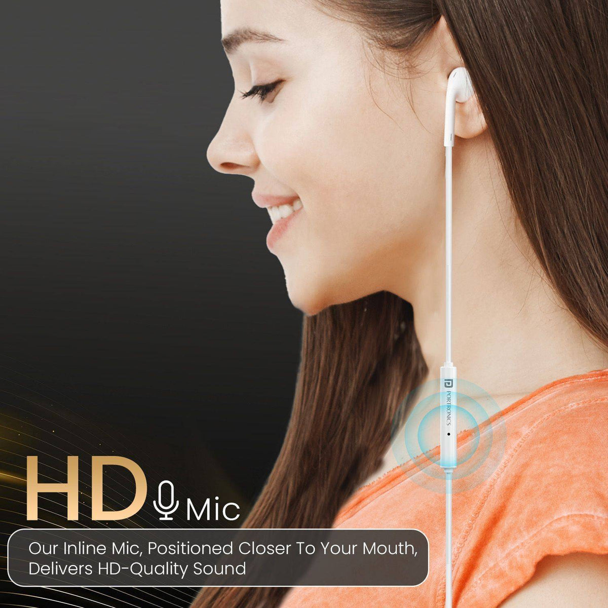 Portronics Conch Theta C Type C Wired Earphone With HD Quality In-Line Mic,14.2mm Driver Wired Headset