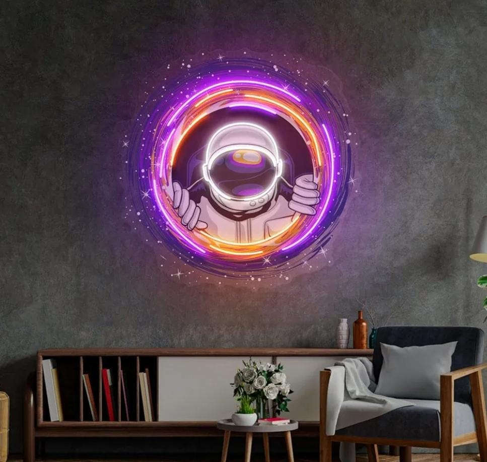 ? Cosmic Portal Astronaut Neon Sign (18x18 inches) Neonsignsindia