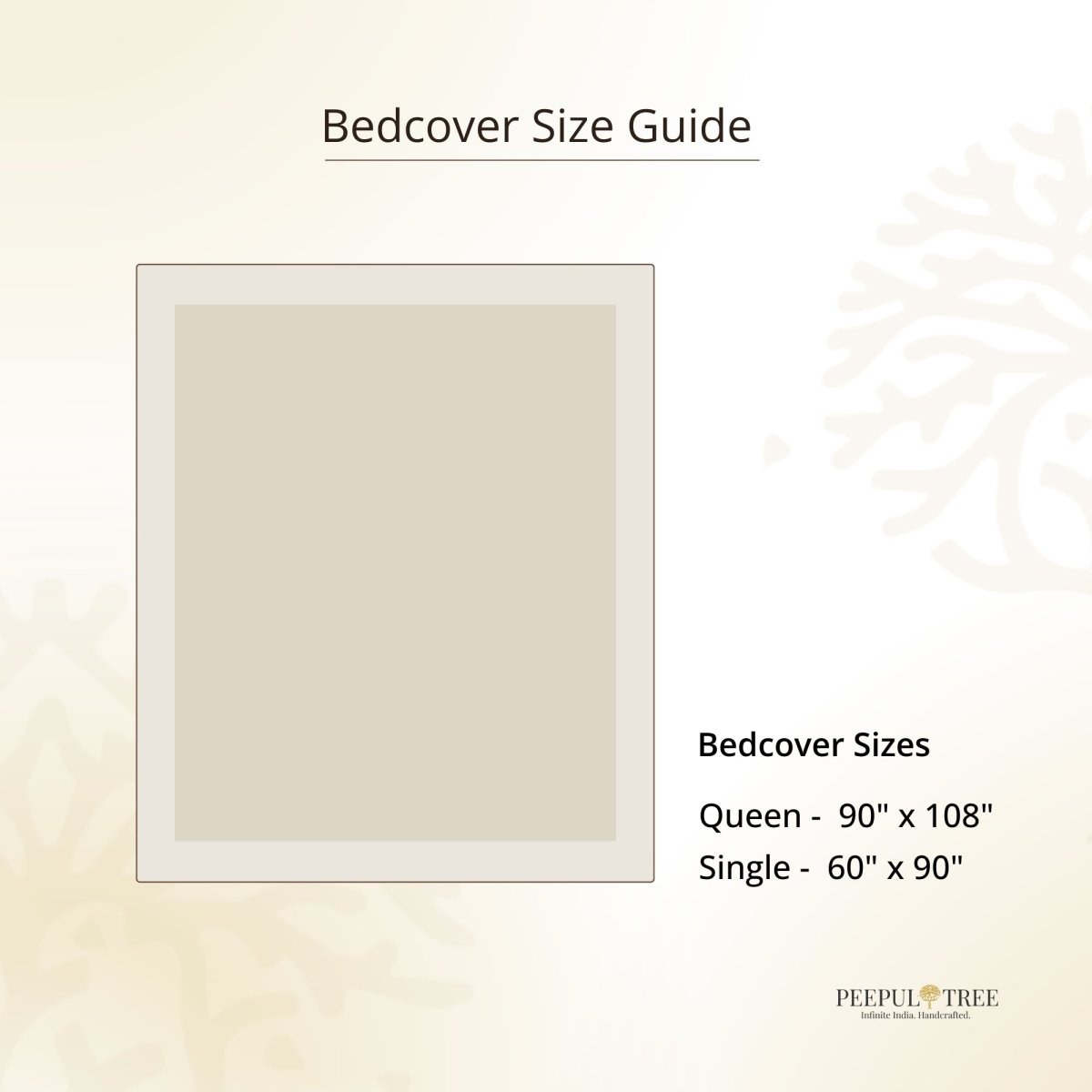 Hand Printed Cotton Bed sheet in Ivory and Taupe Colours