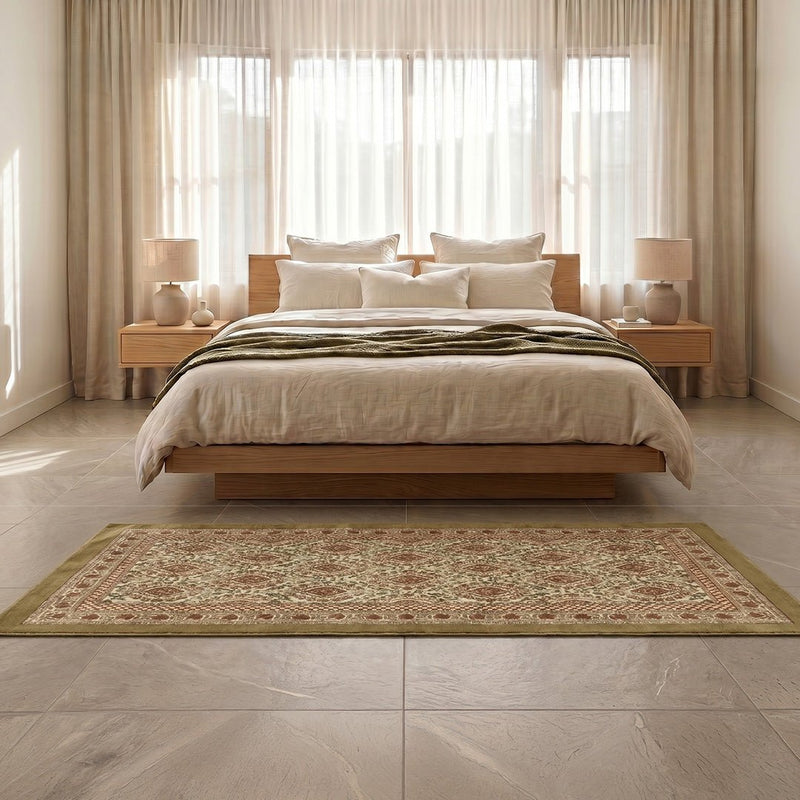 Cotton Floor Rug for Living Room and Bedroom hand block printed in Ivory and Rust Colour | Soft Washable Area Rug