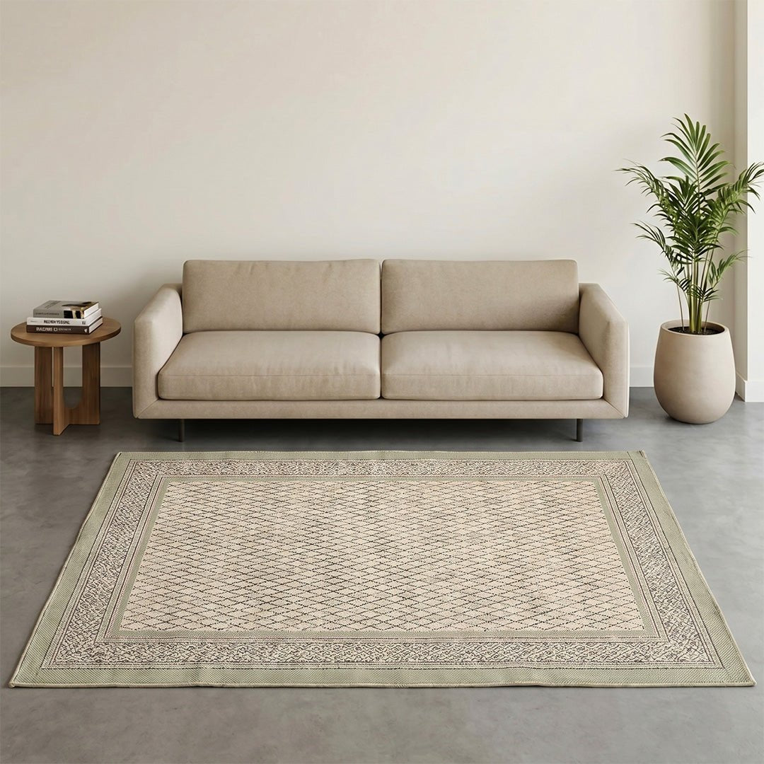 Cotton Floor Rug hand block printed in Aqua Green for Living Room and Bedroom| Soft Washable Area Rug
