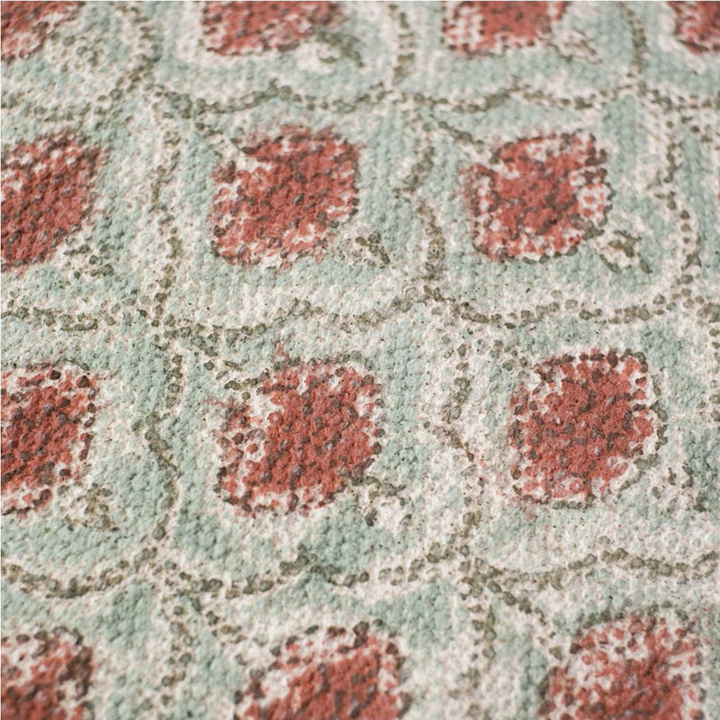Cotton Floor Rug hand block printed in Green and Dusty Pink Colours with a Floral Design for Living Room and Bedroom| Soft Washable Area Rug
