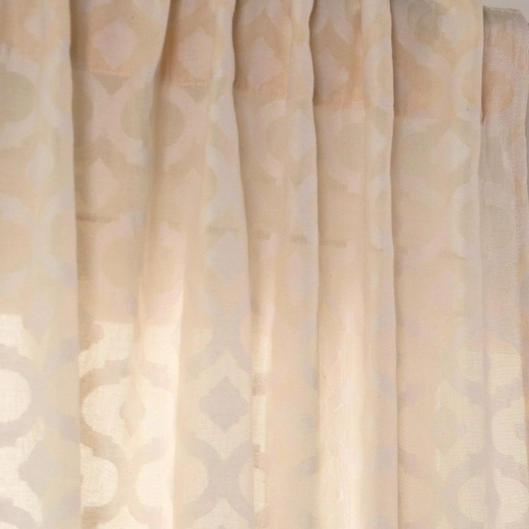 Cotton Semi Sheer Window Curtains |5 and 7 Feet | Handwoven Beige and White Cutwork| Handmade In India - 7 Feet / Pack Of 1 / White