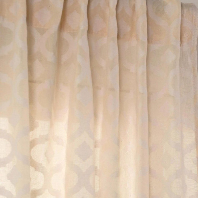 Cotton Semi Sheer Window Curtains |5 and 7 Feet | Handwoven Beige and White Cutwork| Handmade In India - 7 Feet / Pack Of 1 / White