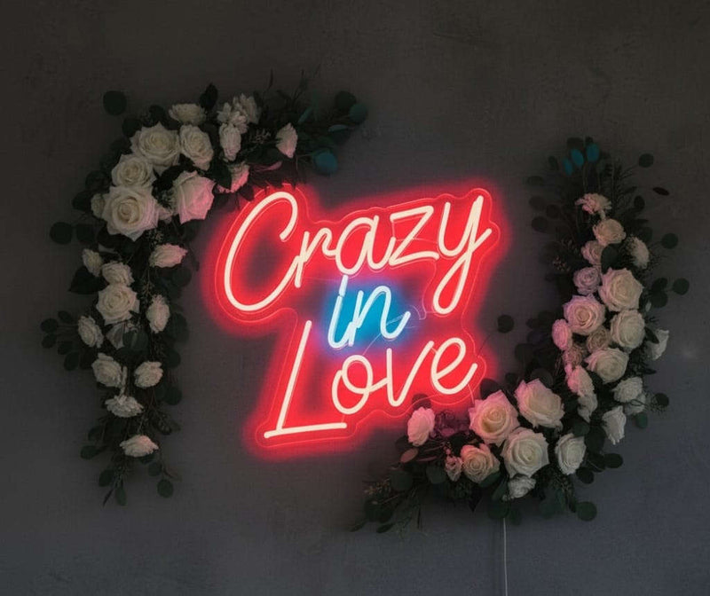 “Crazy in Love” LED Neon Sign – Romantic Décor for Weddings & Couple Spaces Neonsignsindia
