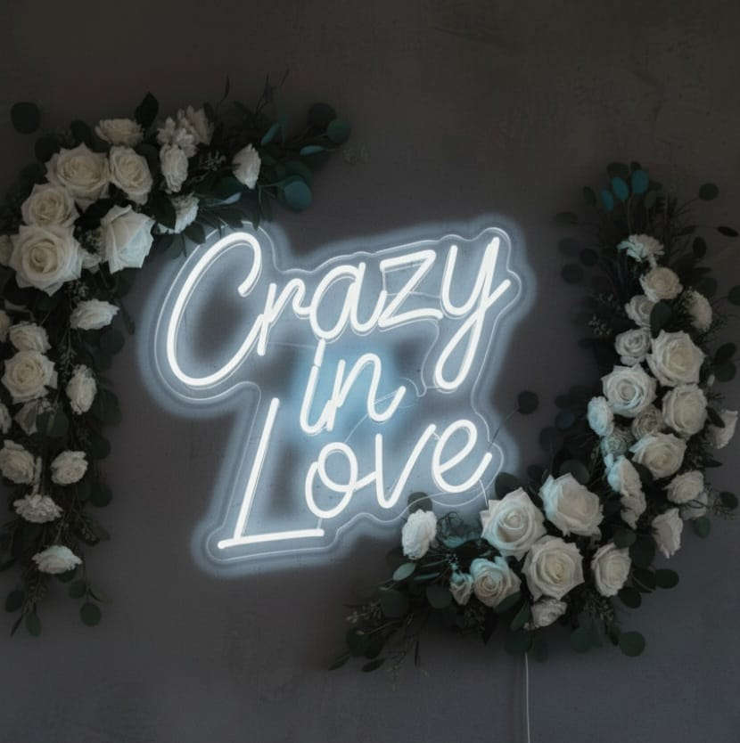 “Crazy in Love” LED Neon Sign – Romantic Décor for Weddings & Couple Spaces Neonsignsindia