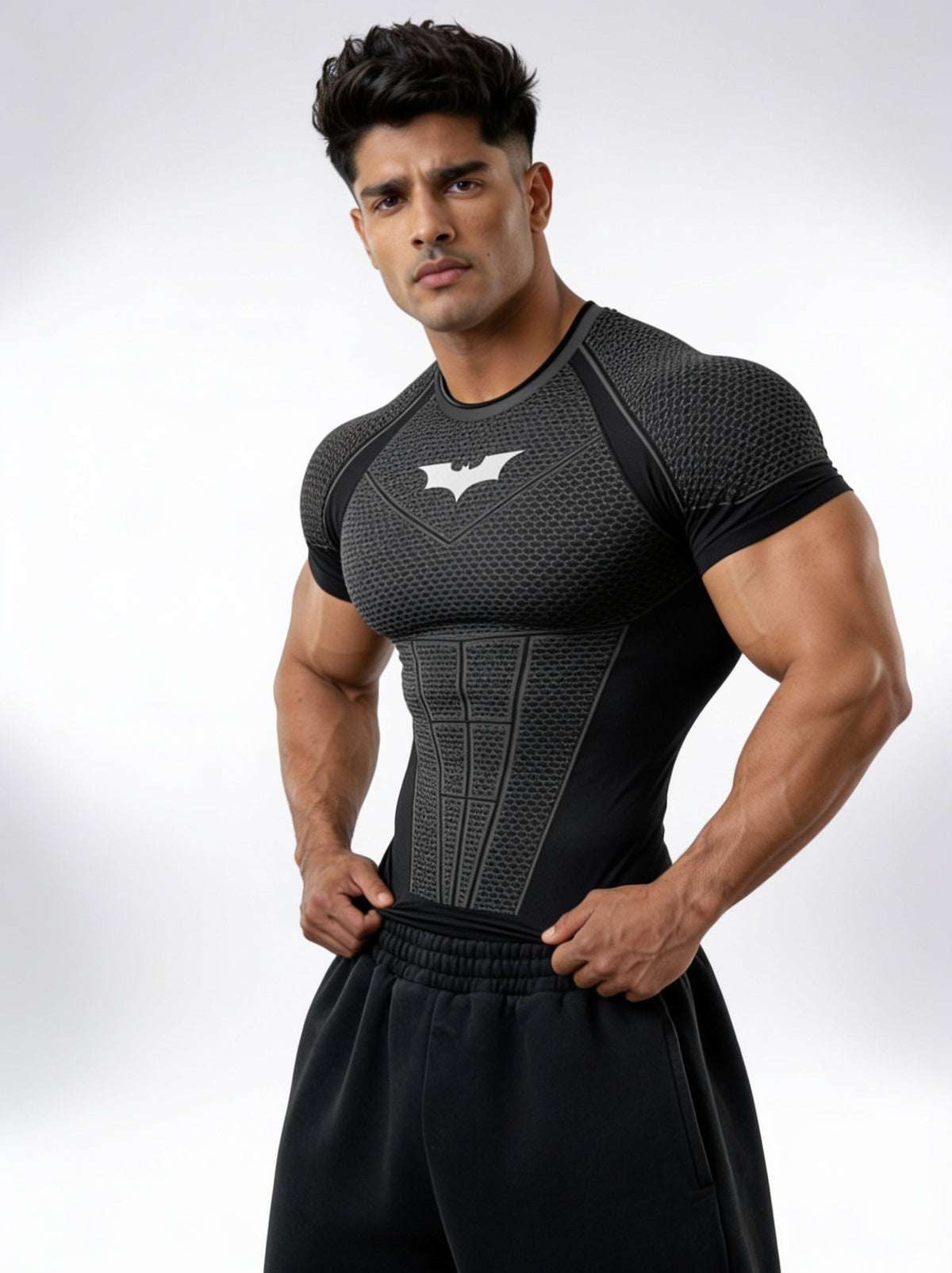 Black - Bat Abs - Cotton Lycra Compression