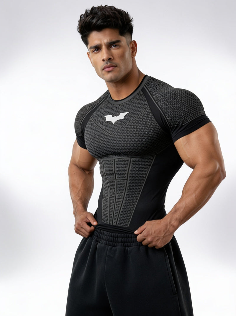 Black - Bat Abs - Cotton Lycra Compression