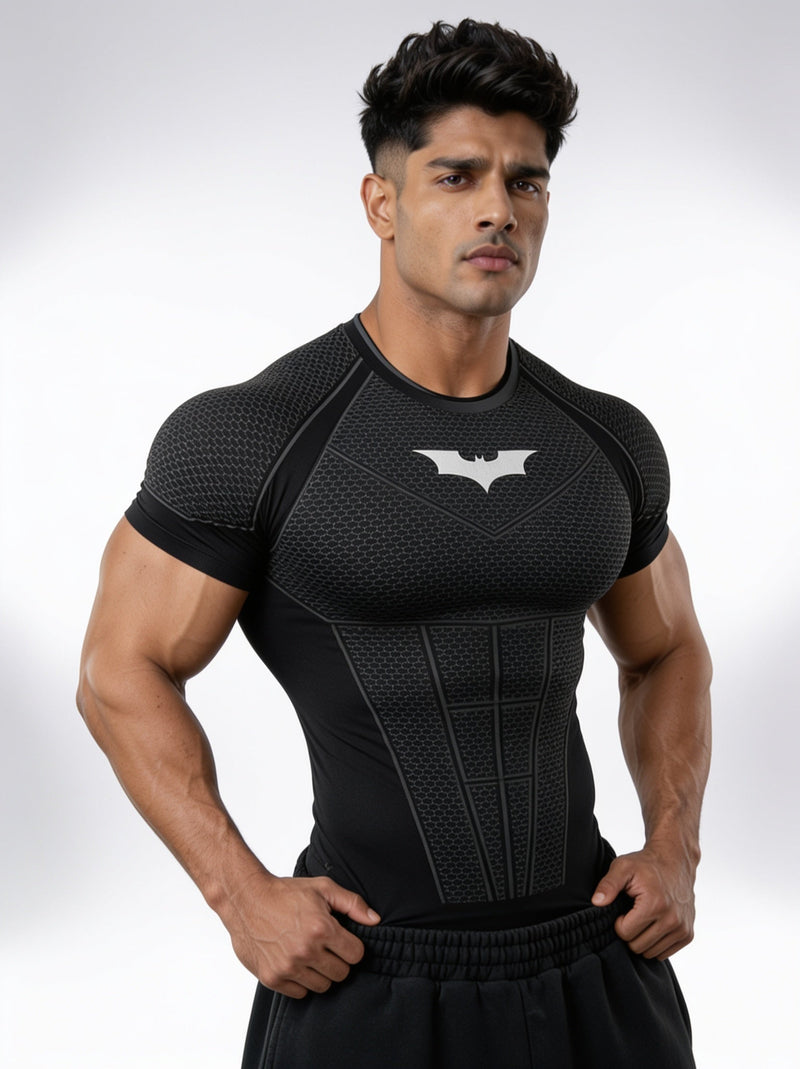 Black - Bat Abs - Cotton Lycra Compression