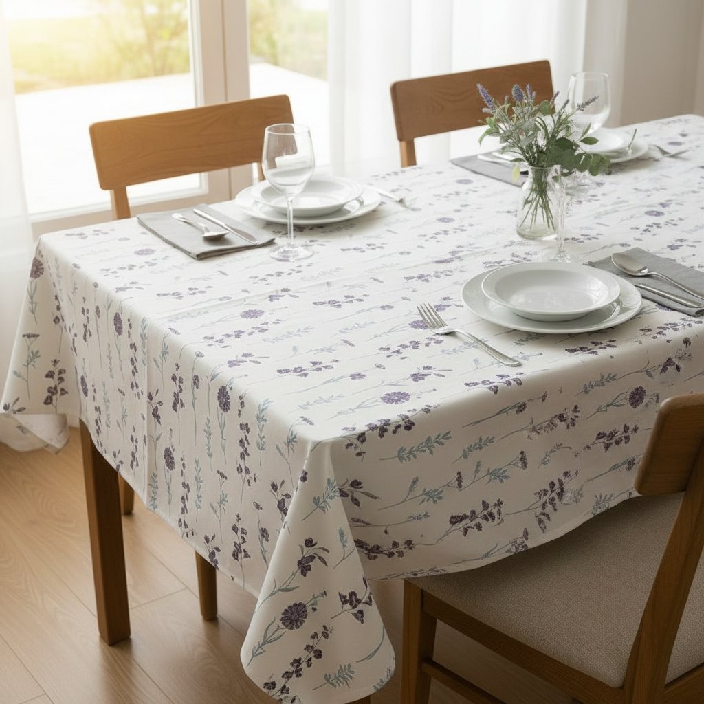 Cotton Premium Dining Table Cover (Blue & Purple)-6